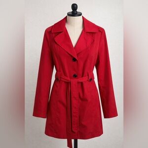London Fog Ruby Red Trench Mid Length Coat XL